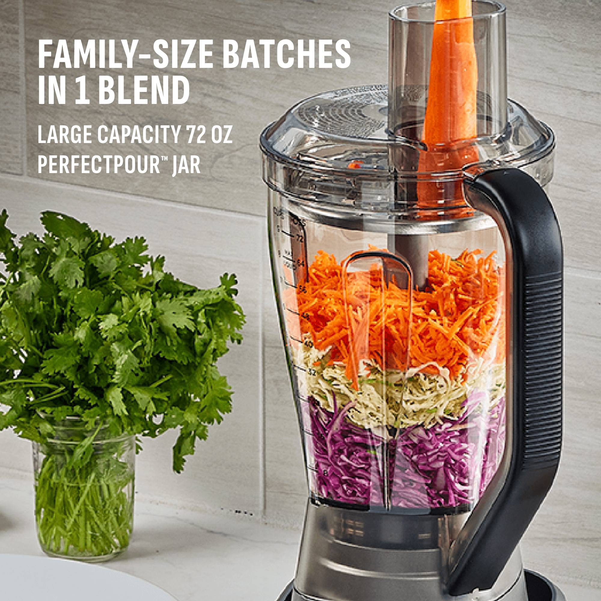 Large capacity Jar with shredded vegetables