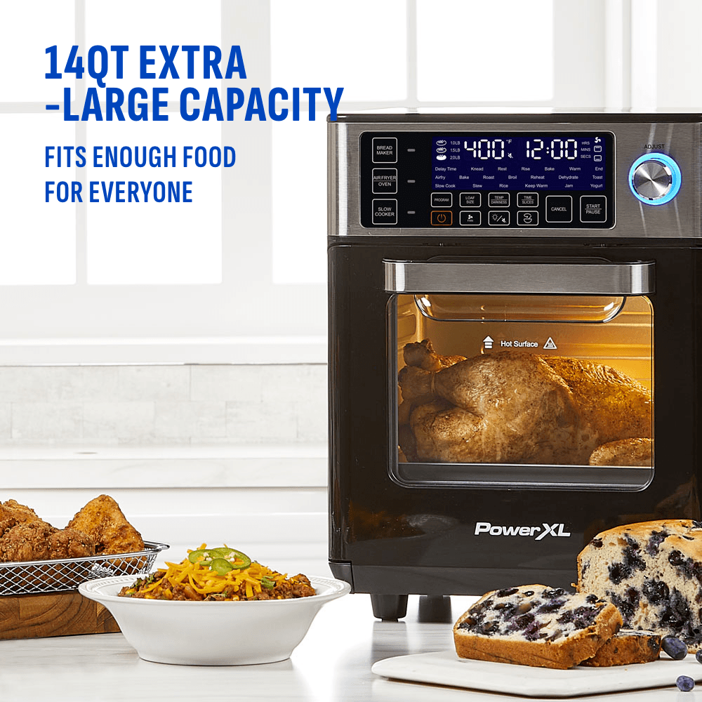 14 qt large capacity cooks enough food- whole chicken
