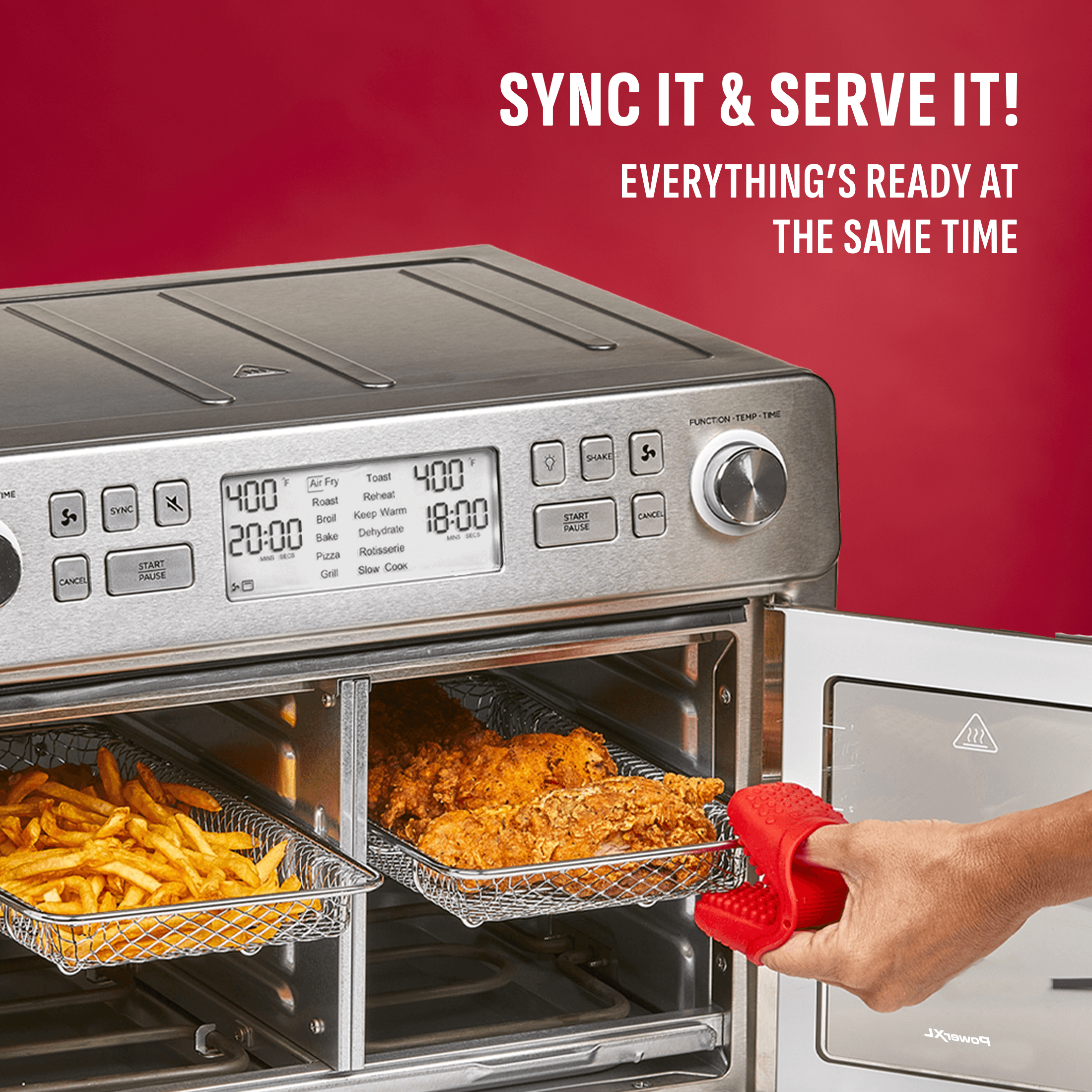 sync it and serve- fries and chicken