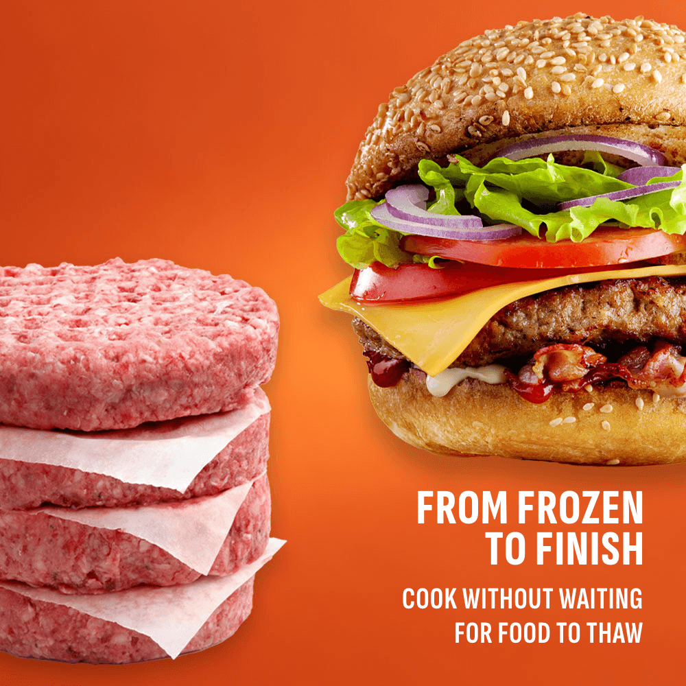 Frozen burger to cooked burger without thawing