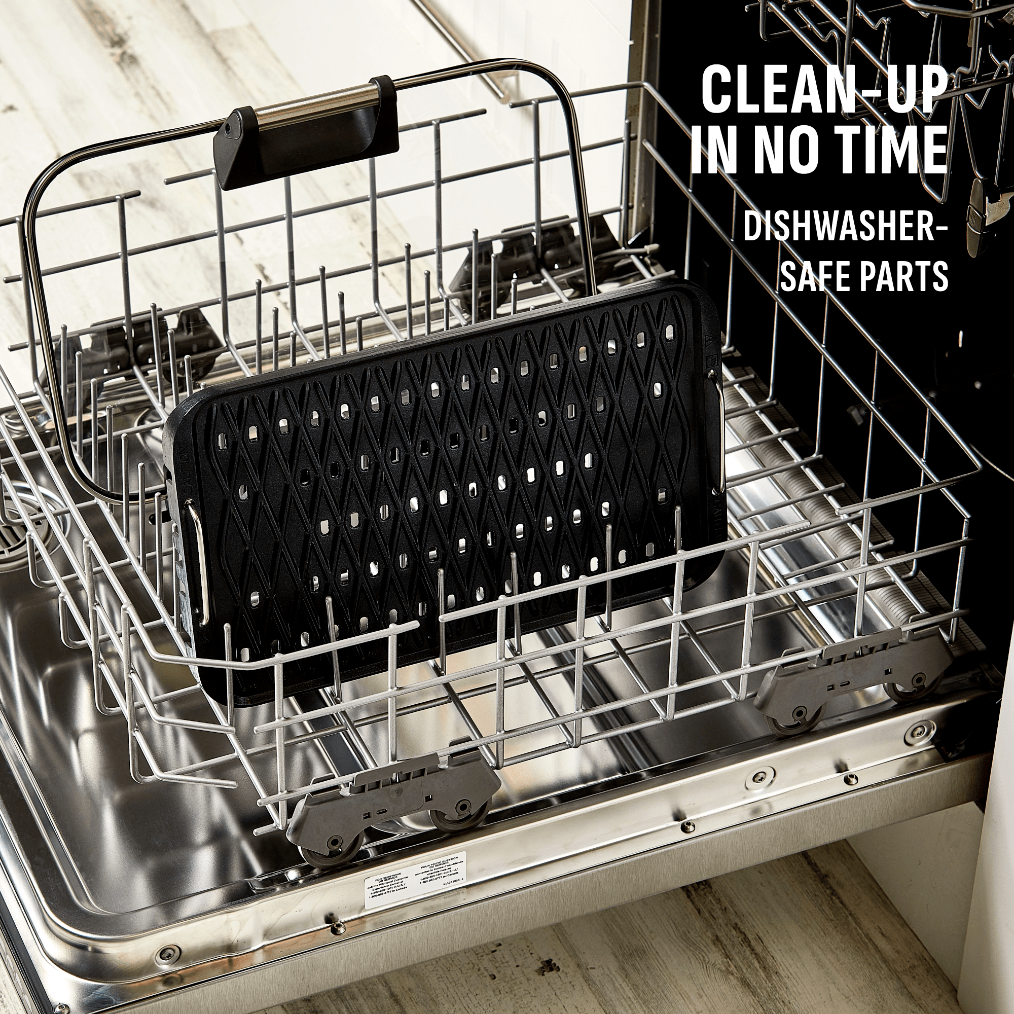 grill and lid loaded into dishwasher