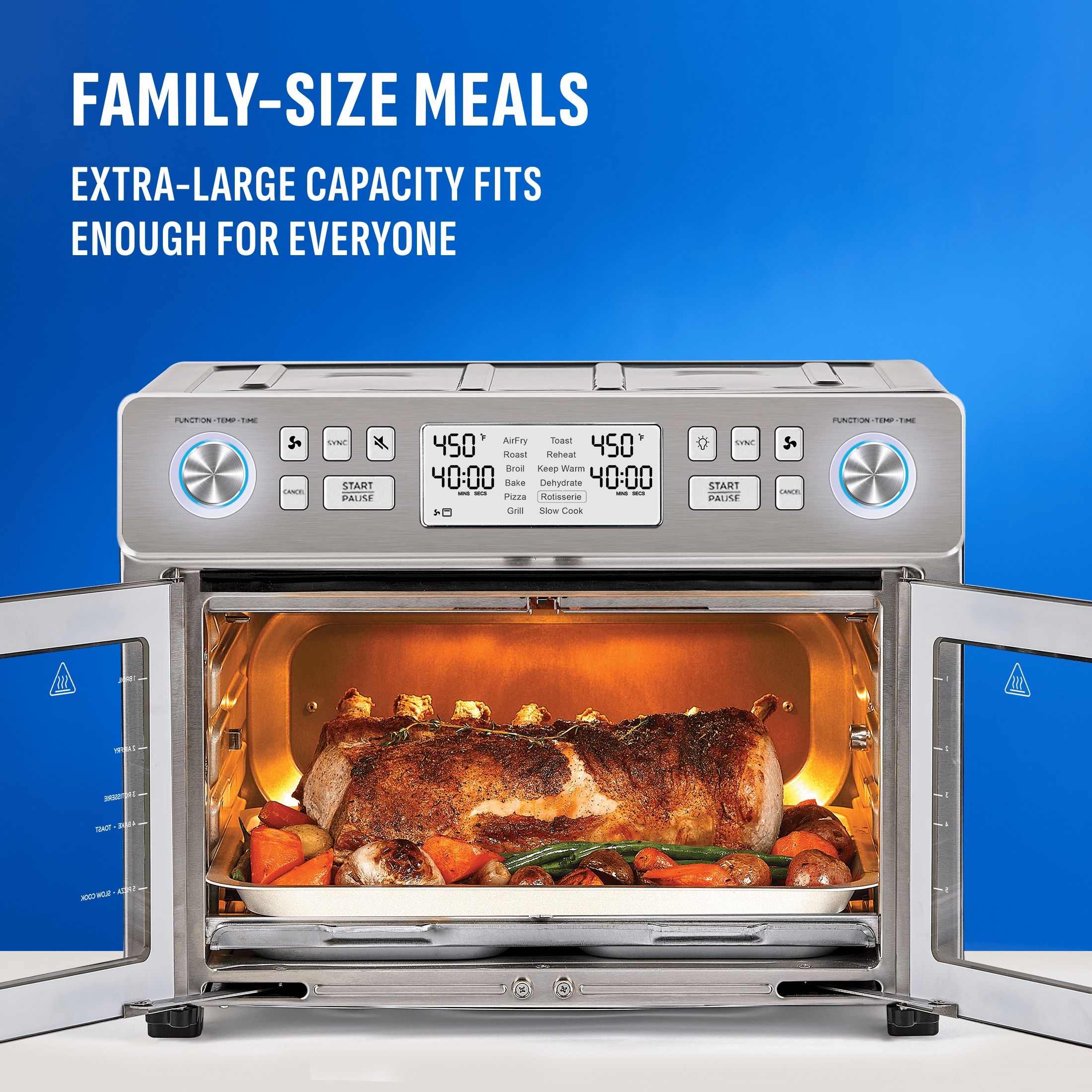 extra-large capacity large enough to cooks roasts