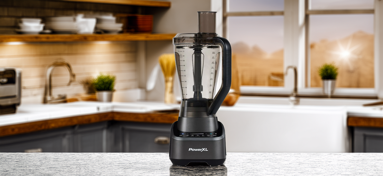 PowerXL Sensimax blender on kitchen counter