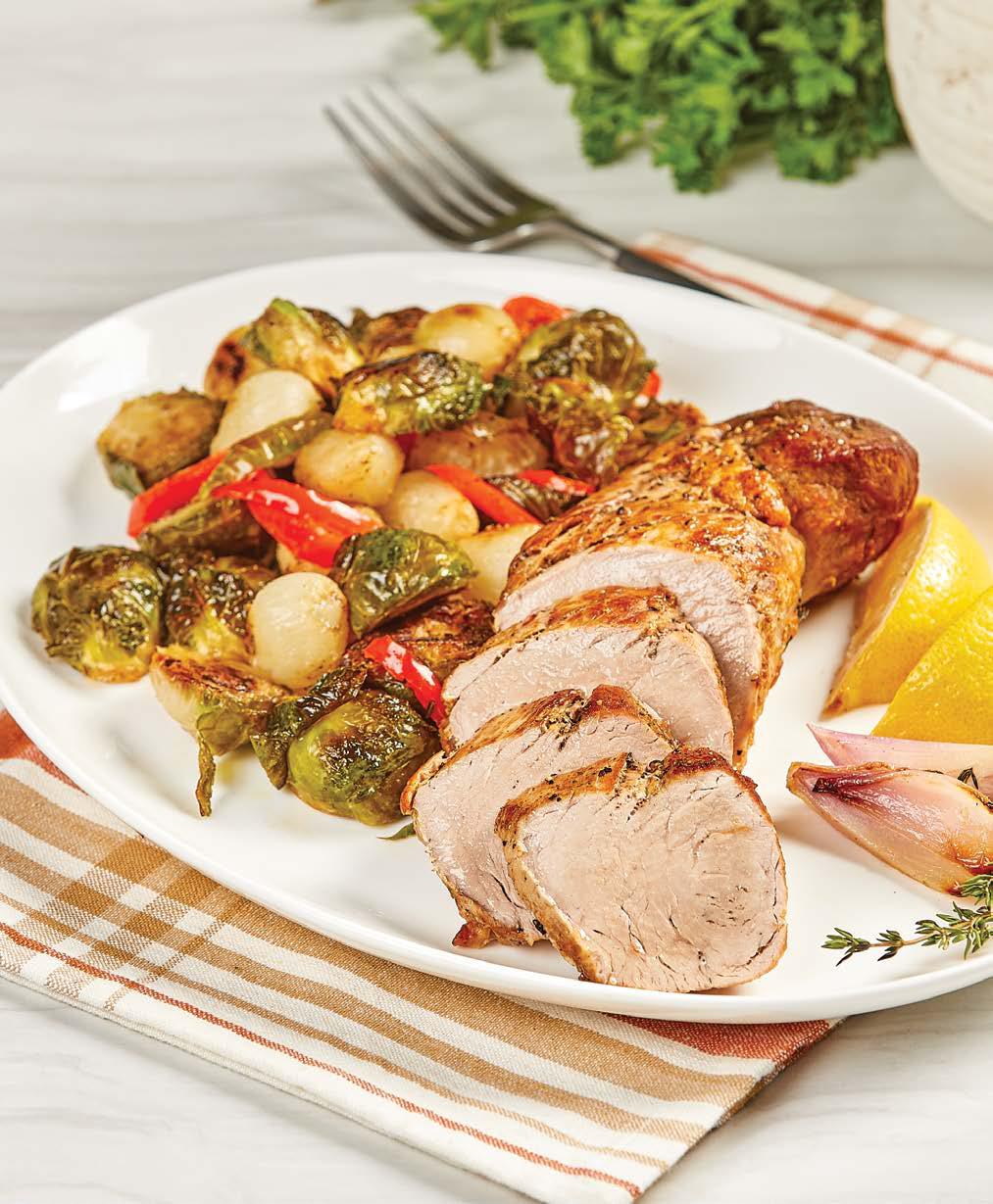 Pork Tenderloin with Brussels Sprouts & Pearl Onions