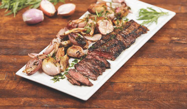 Skirt Steak with Balsamic Shallots