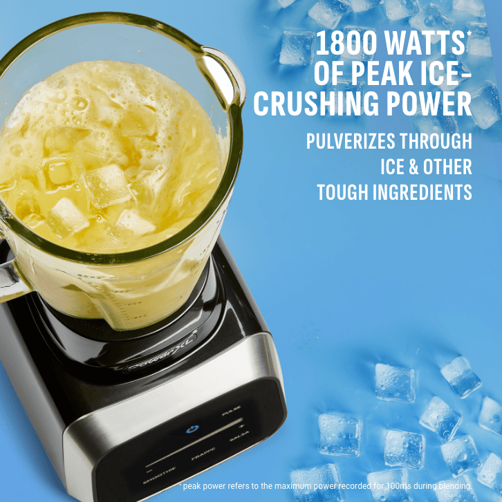 Blender purverizing through ice and other touch ingredients