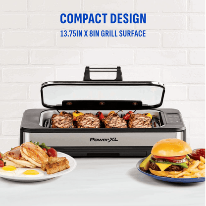 Compact design with large grill surface