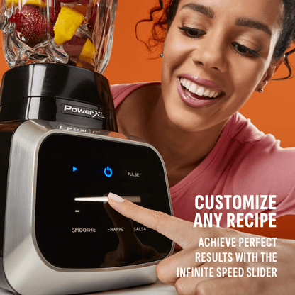 Women using the spped slider to blend ingredients