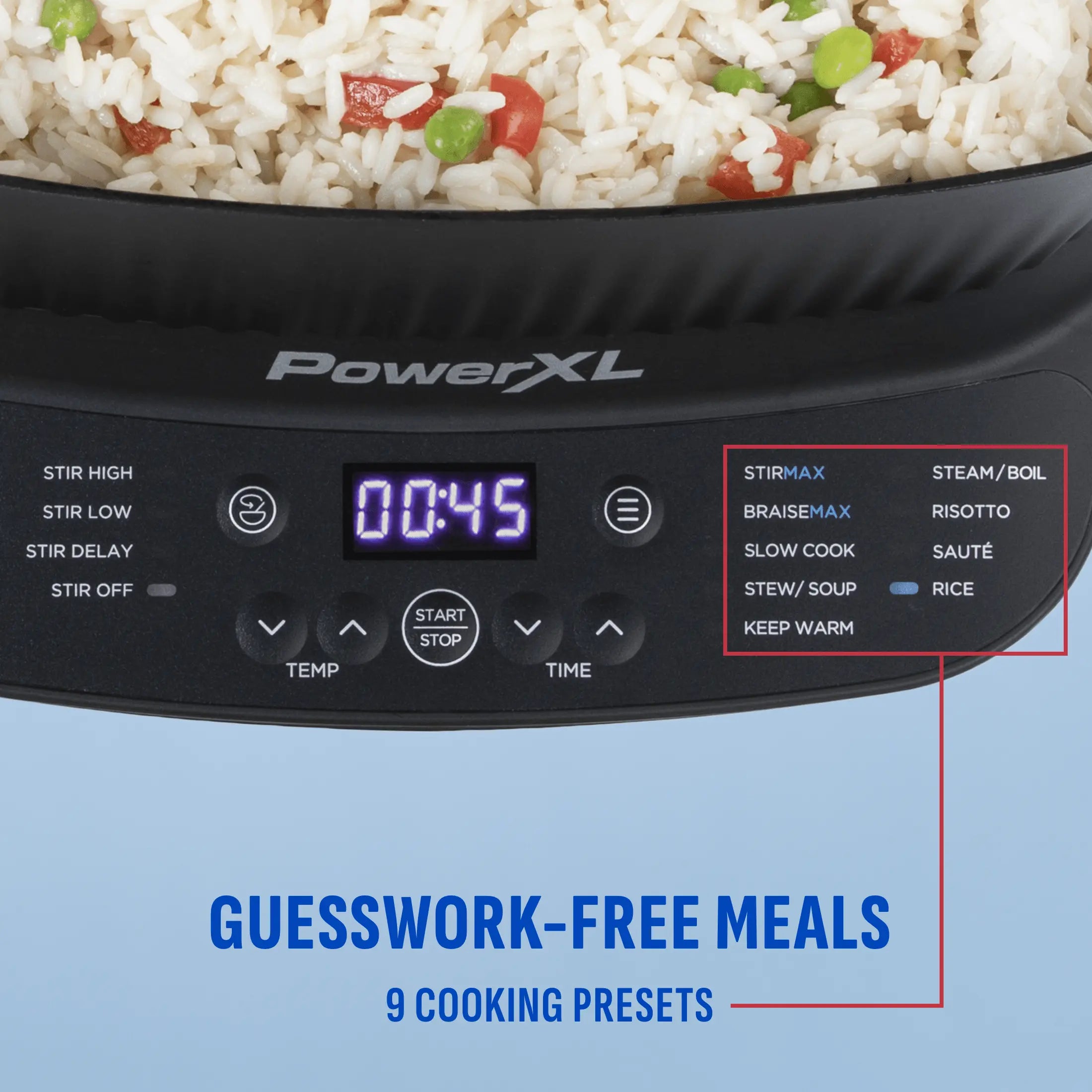 clsoeup of 9 cooking presets