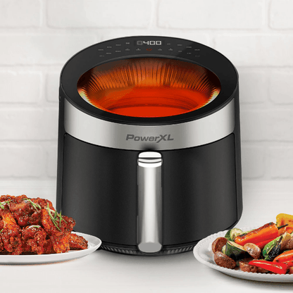 Luminex Light Air Fryer with wings and roasted veggies