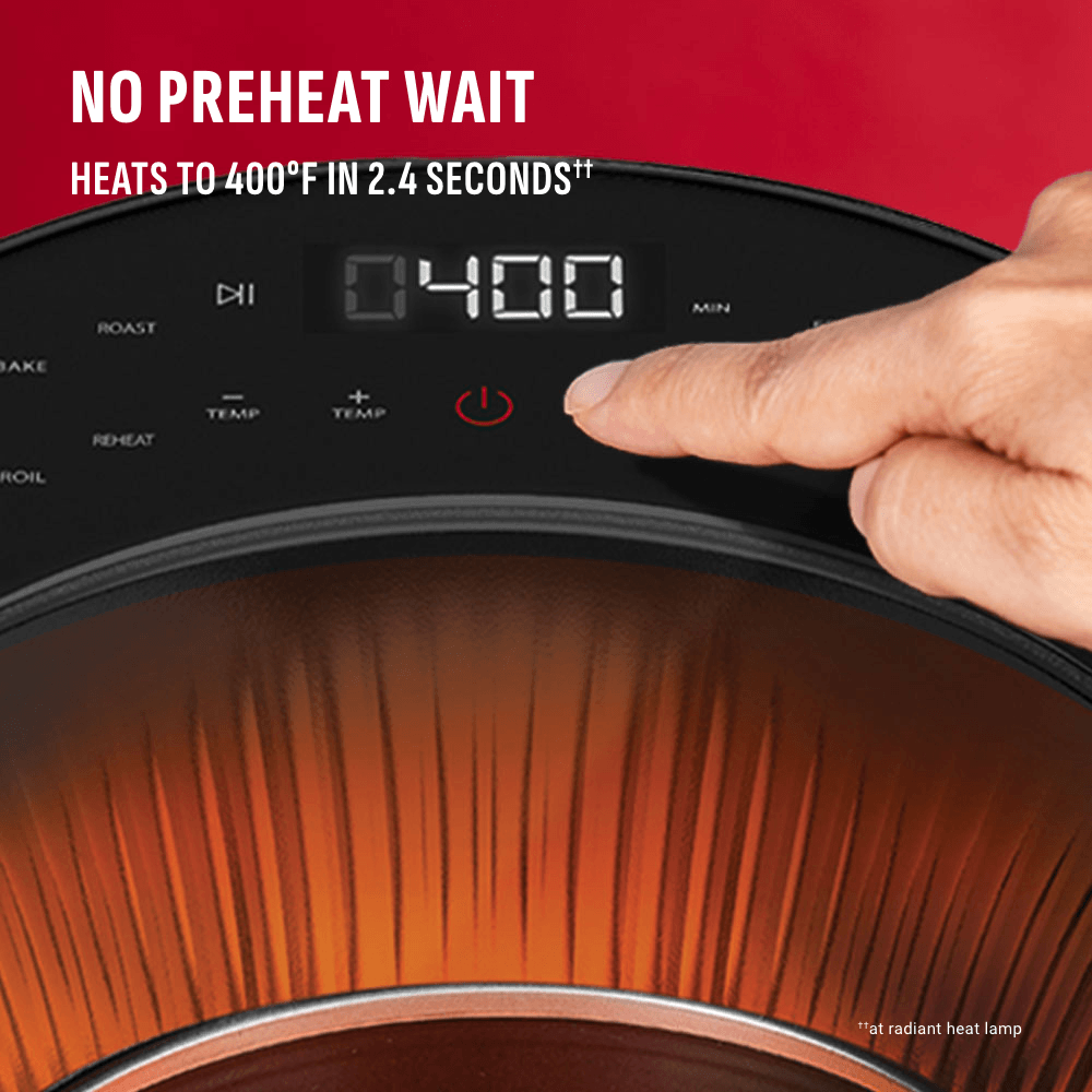 No preheating, heats up to 400 degrees F