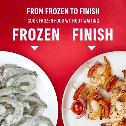 Shrimp cooked from frozen to finish without thawing