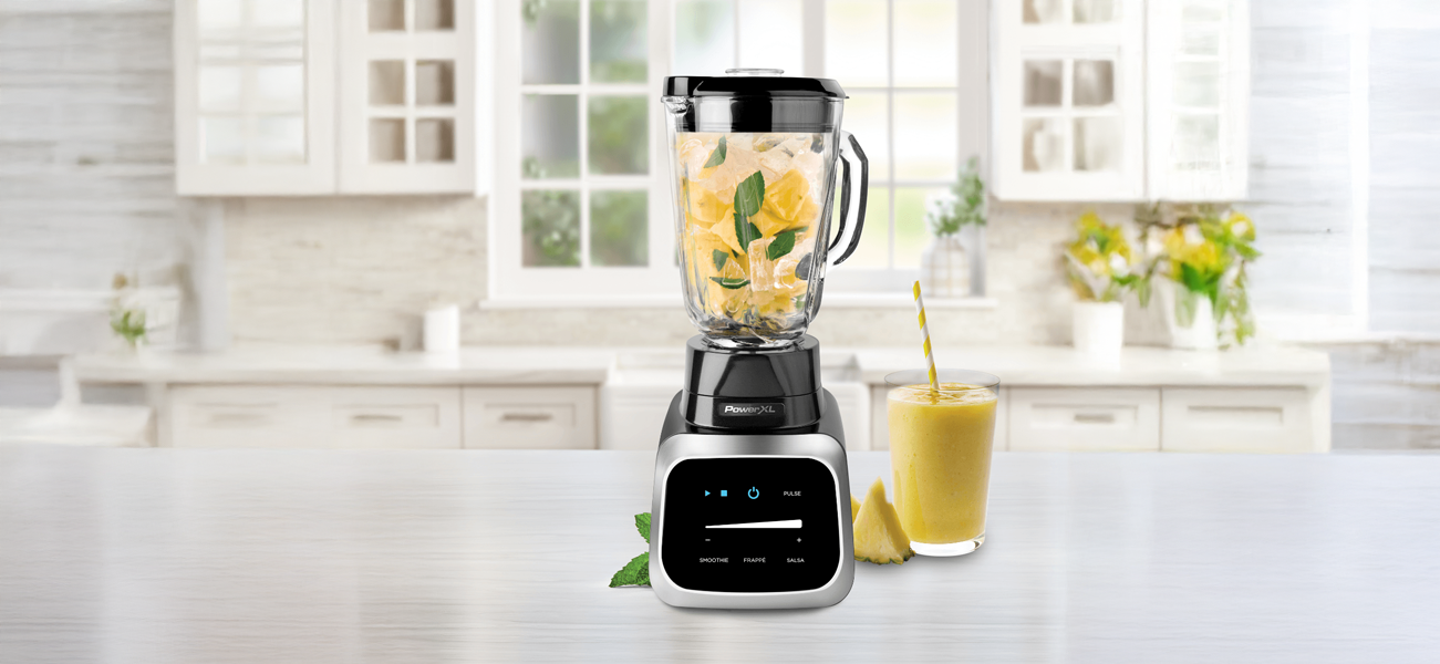 Smart Pro Blender with a smoothie on a kitchen counter